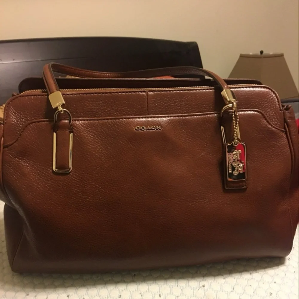 Coach Brown Leather Shoulder Bag Madison Kimberly Satchel - Picture 3 of 16